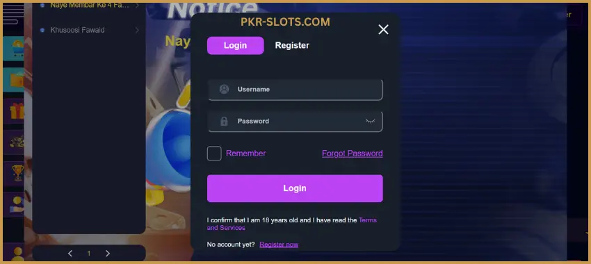 PKR Slots Login
